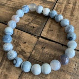 8mm Blue & White Denim Agate Chakra Bracelet